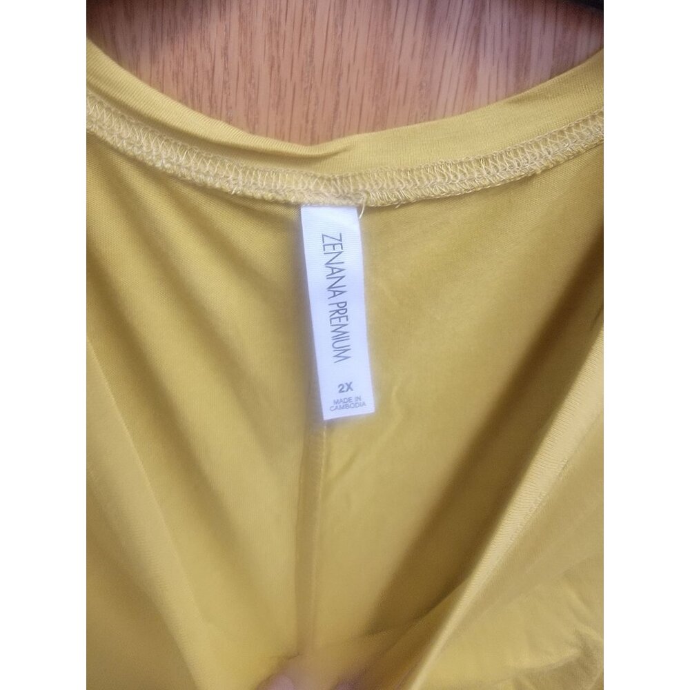 Yellow Short Sleeve A-Line Tunic Top For Women 2X - Picture 3 of 5